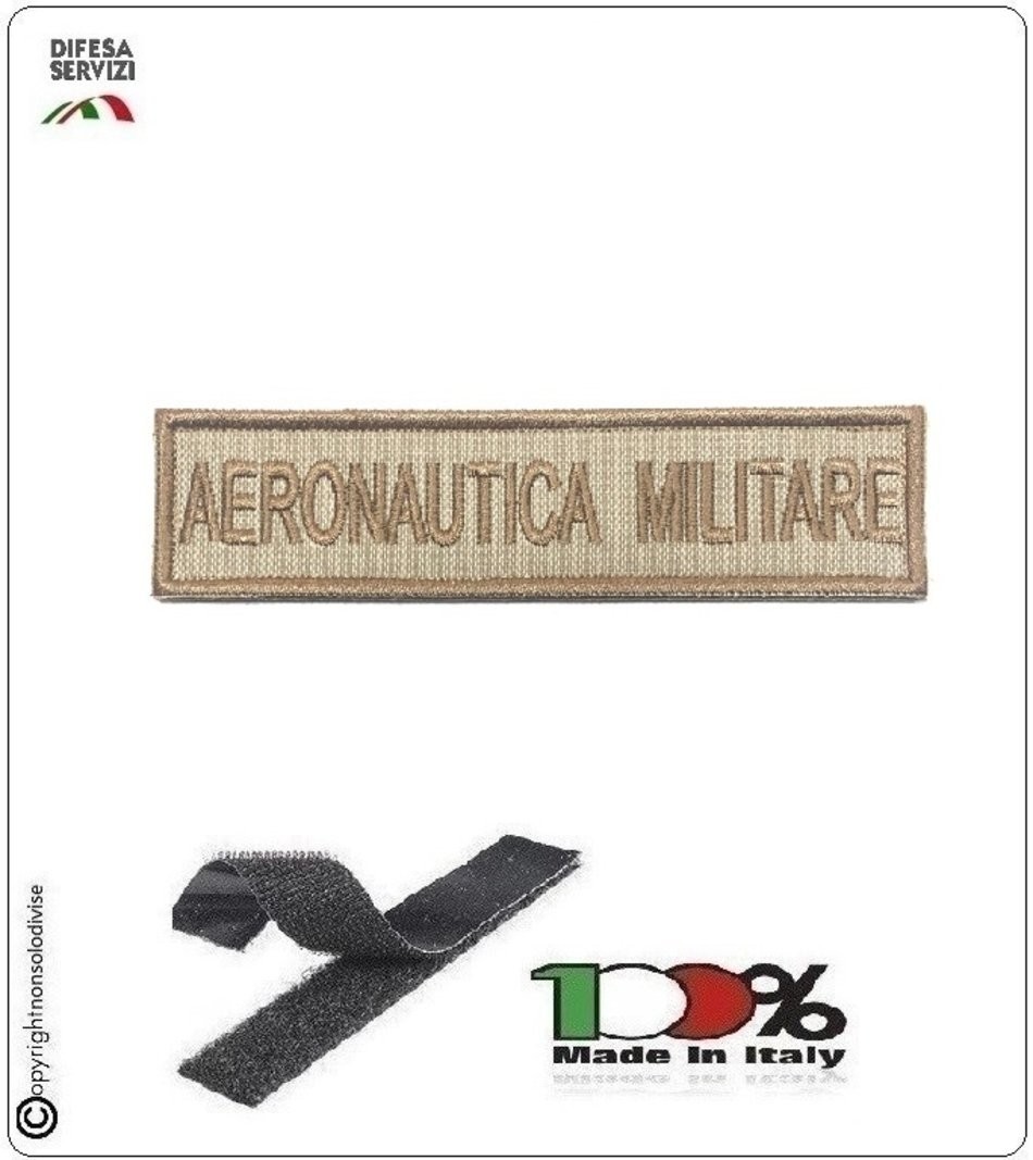 Patch Toppa Ricamata con Velcro Aeronautica Militare da Uniforme SABBIA TAN  Art.AM-S Ricamato a macchina con velcro Misure cm 12.00 x 3.00 Prodotto  Ufficiale