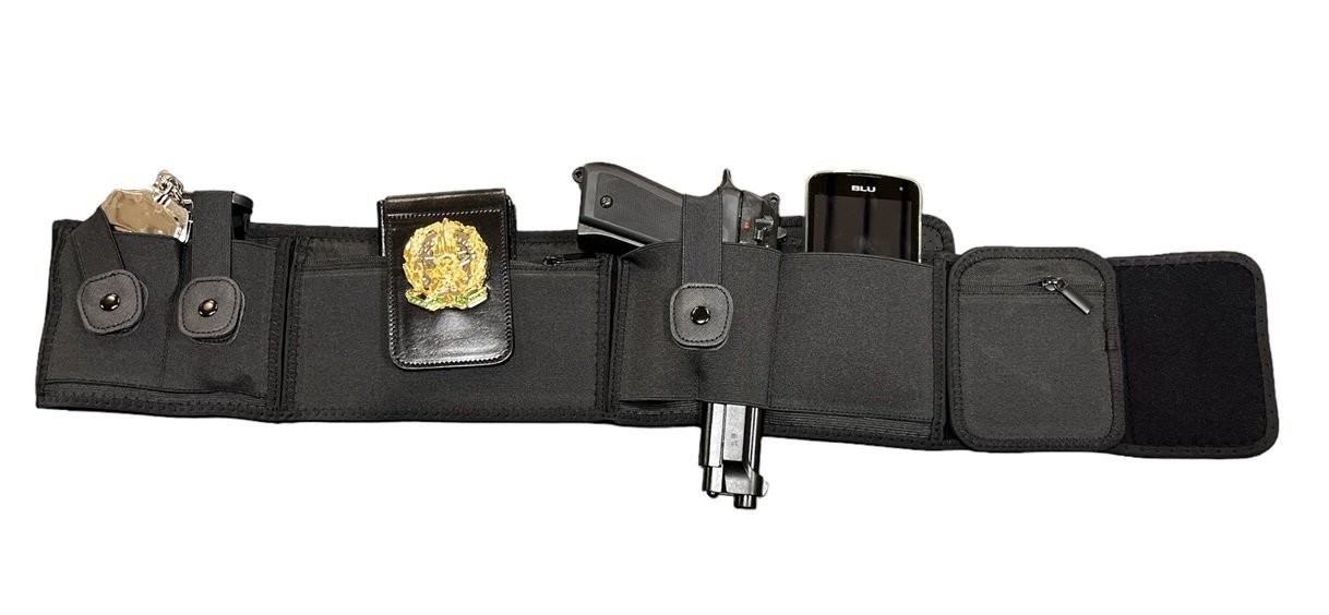 Cintura Elastica Per Pistola Con Tasca Caricatori - Nero, Regolabile, Traspirante, Ideale Per Sport O Sicurezza - Foto 3