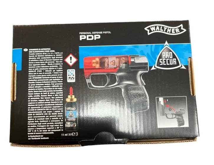 PDP Pistola Spray al Peperoncino NERA + ROSSO RICARICABILE Walther Difesa  Personale Libera Venita e Libero Trasporto Art.UM-2-2050 Walther pdp pistola  spray a gas al peperoncino, pratica piccola e leggera. Efficace contro