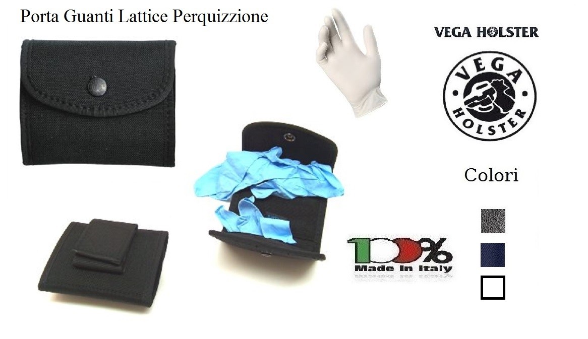 Porta Guanti di Lattice per Perquisizione Emergenza Cordua Nero Blu Bianco  Vega holster Italia Polizia Carabinieri Municipale G. di F. Art.2P83