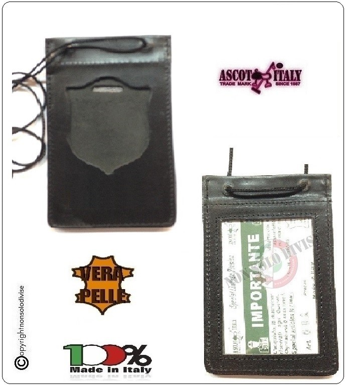 Porta Placca Portaplacca da Collo per Carabinieri PS Operativi SENZA PLACCA  LIBERA VENDITA Ascot Italia Art.602PS