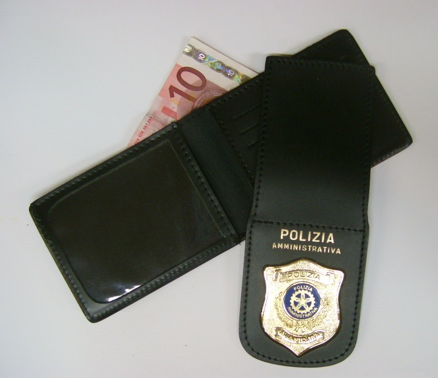 Portafoglio in cuoio Polizia di Stato con porta tessere e porta placca estraibile 1WE86 Vega Holster 