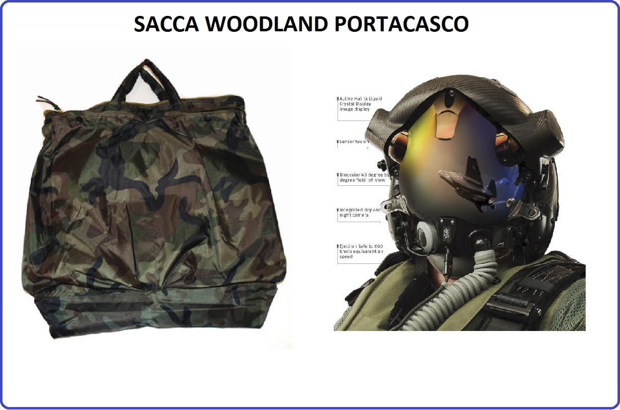Sacca Borsa Zaino Portacasco Porta Casco Woodland Aeronautica Esercito  Carabinieri Polizia Art.359361