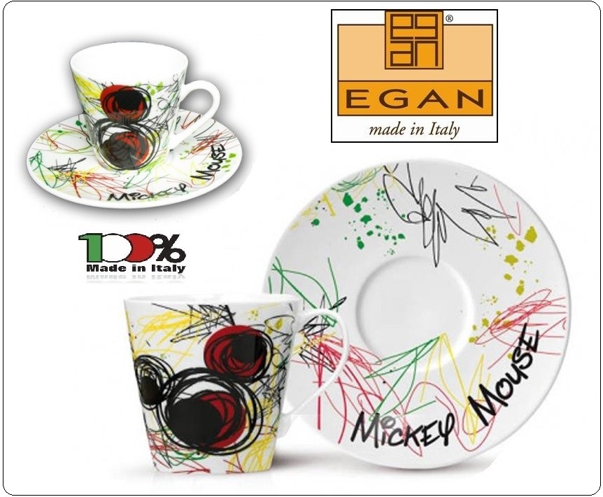 Mug Tazza Cappuccino Mickey Mouse in Porcellana Decorata, by EGAN DISNEY  Art.PWM12/2T Le tazze possono avere sfumature di colore diverse Viene  venduta 1 tazza + piattino Con la collezione Mickey Mouse di