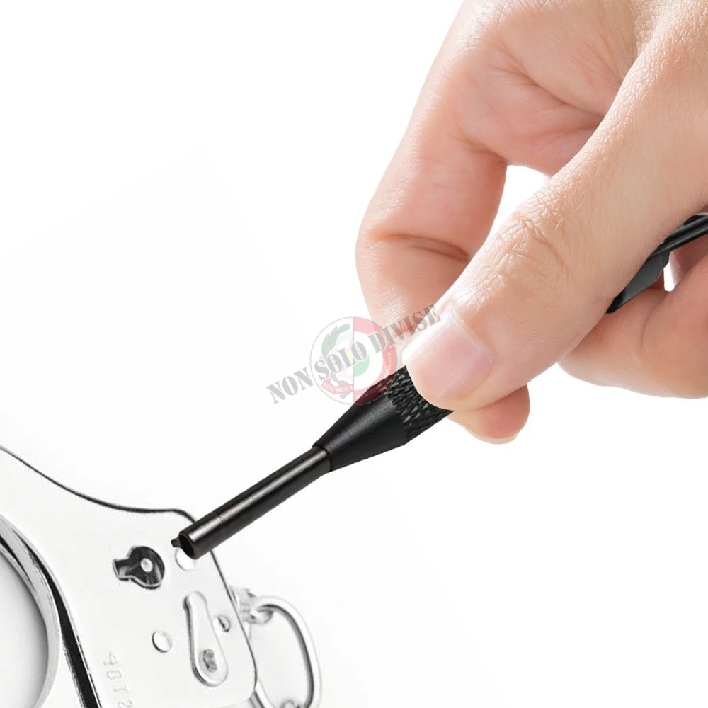 Chiave Per Manette Oversize Peerless 4115 Con Anello Portachiavi Girevole - Nichel, Stelo Allungato Zigrinato, Doppio Perno