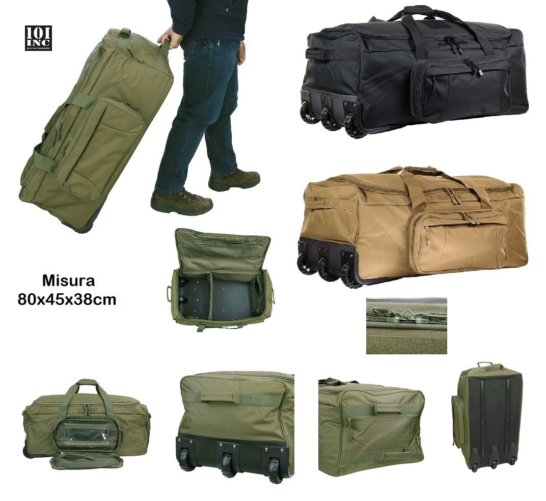 Borsone Trasporto Trolley Commando Bag Viaggio Militare Aeronautica  Esercito Muliicam A-TACS Nero Art.359900