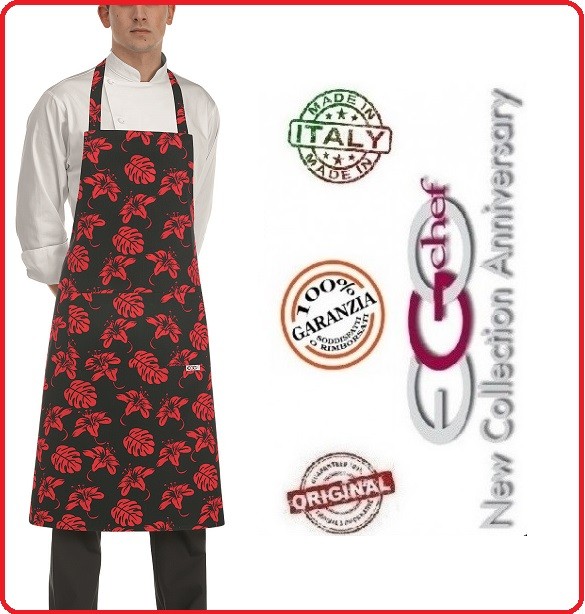 Grembiule Da Chef In Cotone Regolabile Con 2 Tasche – Stampa Moderna, Lavabile, Con Cinghia Al Collo E Lacci In Vita - 3