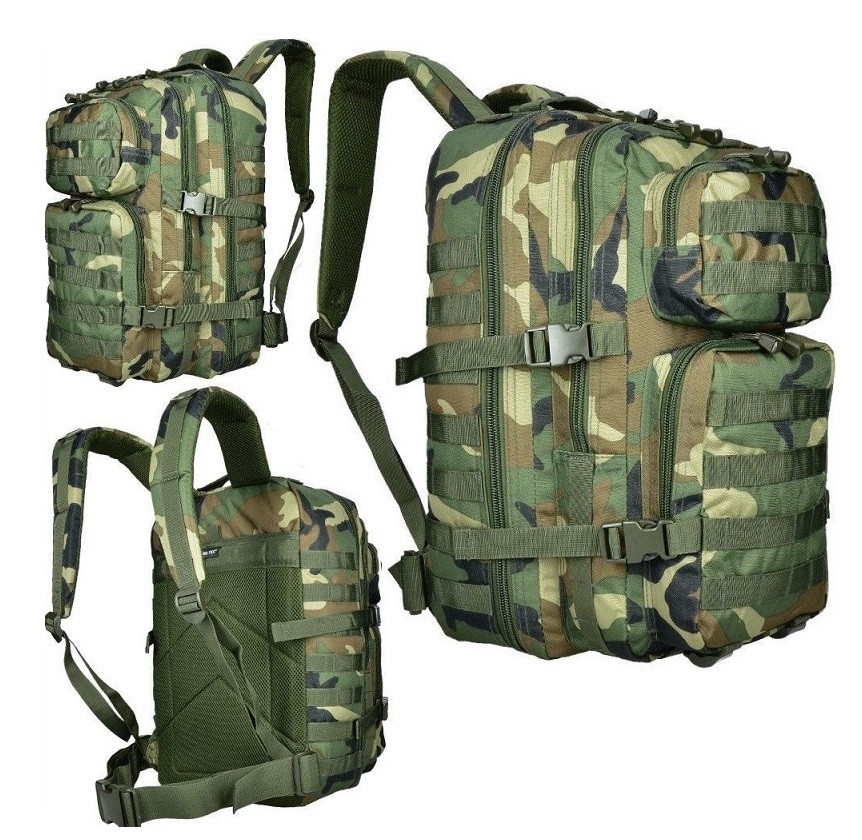Zaino Militare Tattico Assault M.O.L.L.E. Poligono Polizia Carabinieri  Guardia Giurata GPG IPS Vigili del Fuoco Tutti i Colori + Patch Ricamata  Art.14002206-XX