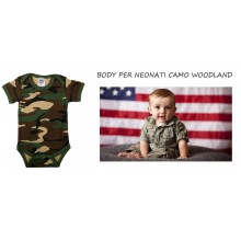 Body Tutina per Neonati Camo Militare Woodland Baby Romper With Sleeve Made of ULTIMI PEZZI Art. 114301