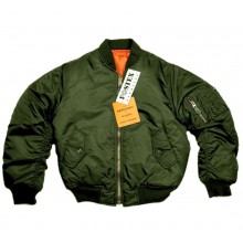 Giubbino Pilota Bomber Aeronautica Militare Mod. MA1 Pilota Verde Interno Arancione Art. 10403001