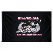 Bandiera Flag da bastone  Kill 'em All let God sort 'em out 100x150 Eco Art. 447200-162