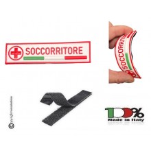 Toppa Patch Lineare Gommata 3D PVC Croce Rossa Italiana SOCCORRITORE per Tuta Soccorritore NEW Art. PVC-32