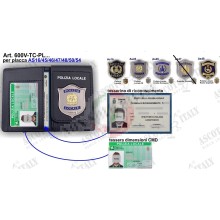 Portafoglio Portadocumenti Pelle Doppia Tasca Nuovo con Placca POLIZIA LOCALE  VENDITA RISERVATA Ascot  Art. 600V-TC-PL