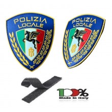 Patch Toppa Scudetto con Velcro PVC 3D  ITALIA + LOGO Polizia Locale Pegaso New Art. PVC-11