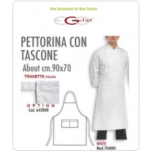 Grembiule Cucina Pettorina con Tascone cm 90x70 Bianco  Art.6103001N