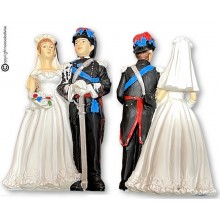 Statuina Sposi Carabinieri Dipinta  a Mano Idea Regalo o Torta Nuziale Bomboniera Prodotto Ufficiale Art. SEU057