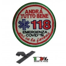 Patch Ricamo a Macchina Con Velcro 118 ANDRÀ TUTTO BENE EMERGENZA COVID-19 Tondo Art.118-COV Patch Ricamo a Macchina Con Velcro 118 ANDRÀ TUTTO BENE EMERGENZA COVID-19 Tondo Art.118-COV
