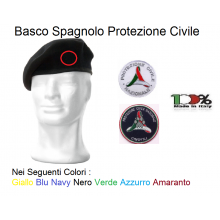 Basco Spagnolo con Fregio Ricamato Protezione Civile Nazionale o Cinofili Italiana FAV Italia Art.FAV-PC