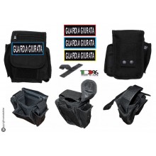 Borsetto Tasca Multiuso per Cinturone Cordura MHF Nero Ricamo Guardia Giurata  Art.30745A-GG-COL