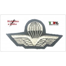 Brevetto Paracadutismo Abilitazione Lancio Sagomato Ricamato a Mano Canutiglia Argento Civile Carabinieri Polizia Vigilanza Art.NSD-SAGO-4