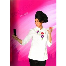 Giacca Cuoco Donna Ego Chef Fiori Flowers Bianca o Nera Personalizzata con Nome Art.1003001 Giacca Cuoco Donna Ego Chef Fiori Flowers Bianca o Nera Personalizzata con Nome Art.1003001