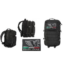 Zaino Operativo OP ASSAULT Nero MilTec con Patch Polizia Locale Art. 14002202-PL