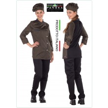 Giacca Cuoco Chef Sartoriale Donna  Danimrca Verde Militare Pangea Personalizzata con Nome Ricamato Art.DN0703