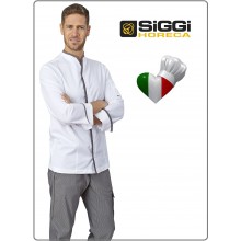 Giacca Professionale Cuoco Chef Victor Profili Grigi Siggi Horeca Italia Nuovo Modello Personalizzabile con Nome Art.28GA0218-G   