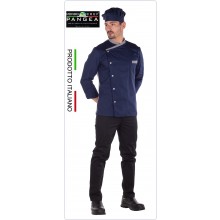 Giacca Cuoco Chef Sartoriale Nuova Zelanda Blu Grigio Pangea Personalizzata con Nome Ricamato Art.NZ0908