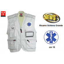 Gilet Estivo Multitasche Bianco POCKET con Ricamo Soccorso Sanitario Croce Esculapio Payper Art. POKET-EX