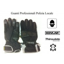 Guanti Moto Guanti  Polizia Locale Kevlar Pelle + Membrana Thinsulate Antitaglio FINE SERIE Art .PL-13