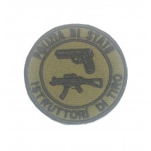 Patch Toppa Ricamata a Macchina con Velcro Polizia di Stato Istruttore di Tiro con Pistola e Fucile   Art. PS-P-F
