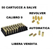 Cartucce a Salve Proiettili a Salve Calibro 9 mm Calibro 380 per Automatiche e Revolver Confezione 50 Colpi  Pistole a salve Scacciacani Art. NSD9MM