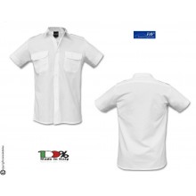Camicia Bianca Manica Corta Modello Militare Con Spalline FAV Italia Polizia carabinieri Vigilanza GPG IPS Art.FAV-C-MCB