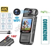 Body Cam Mini Telecamera Professionale per Divisa WiFi 4K 1080P HD Touch screen IPS da 2 Pollici Visione Notturna Videoregistratore Guardie Giurate GPG IPS Carabinieri Polizia Mini Cam Art. EFDD0053-COISP