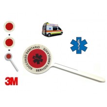 Paletta Segnaletica Professionale 3M Ambo le Parti Rosse Soccorso Sanitario Croce Esculapio Servizio Ambulanze Art. NSD-PALESCSA