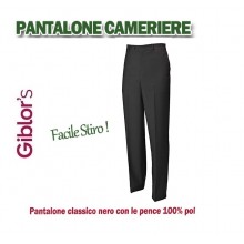Pantalone Professionale Anti Macchia Nero Facile Stiro Cameriere Sala Hotel Reception Bar Ristorante Giblor's Art. 90