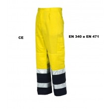 Pantalone Pantaloni Bicolor Giallo Blu Alta Visibilità  Modello Protezione Civile Certificati CE EN 340 e EN 471 Art. 8430N