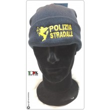 Berretto Zuccotto Papalina Invernale Blu Royal Polizia Stradale con Ricamo e Scritta  Art.TUS-28