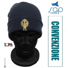 Berretto Papalina Cuffia Watch Cap Zuccotto Ricamo Blu Nevy Polizia di Stato PS PREZZO RISERVATO SAP  Art. SAP-W