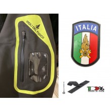 Patch Toppa Scudetto con Velcro PVC 3D ITALIA + LOGO per Taschino Nuovo Completo Pioggia dei Vigili del Fuoco VVFF New Art. PVC-13