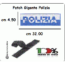 Patch Toppe Ricamata con Velcro GIGANTE cm 34x4.5 Polizia di Stato Bicolore Art.PS-GIGANTE