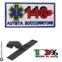 Patch Ricamata 118 Soccorso Sanitario con Velcro AUTISTA SOCCORRITORE Art. NSD-118AS