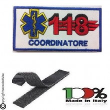 Patch Ricamata 118 Soccorso Sanitario con Velcro COORDINATORE  Art. NSD-118CO