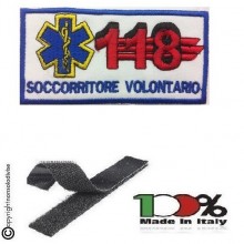 Patch Ricamata 118 Soccorso Sanitario con Velcro SOCCORRITORE VOLONTARIO  Art. NSD-118SV