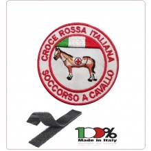 Patch Toppa Ricamata Bianca con Velcro Croce Rossa Italiana CRI Soccorso a Cavallo cm 8.00 DAE Art.CRI-P2 Patch Toppa Ricamata Bianca con Velcro Croce Rossa Italiana CRI Soccorso a Cavallo cm 8.00 DAE Art.CRI-P2