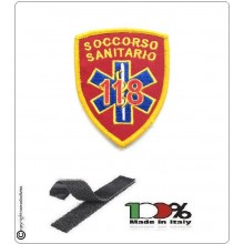 Toppa Patch Scudo con Velcro Soccorso Sanitario 118 Ricamata a Macchina con Velcro Art. EU2097