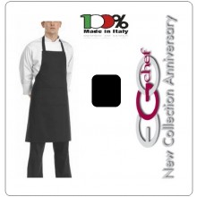 Grembiule Cucina Cuoco Chef Ristoratore con Pettorina e Tascone cm 90x70 Nero Black  Ego Chef Italia Art.6103002N