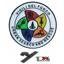 Patch Toppa con Velcro PVC 3D Vigili Del Fuoco URBAN SEARCH END RESQUE cm 7 New Art. PVC-VVFF2