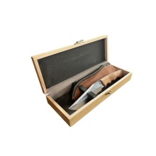 Coltello Artigianale con Scatola Regalo e Fodero Cuoio Lama Fissa Maru 29.00 cm Caccia Escursioni Alpinismo Idea Regalo Art. UNTER-H1